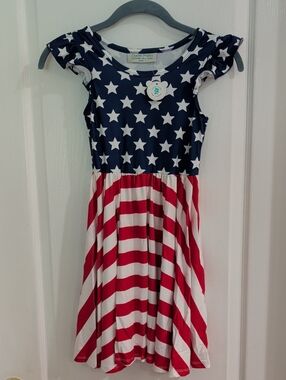NWT Charlie's Project Navy, Red & White Star-Stripe Dress Sz 7